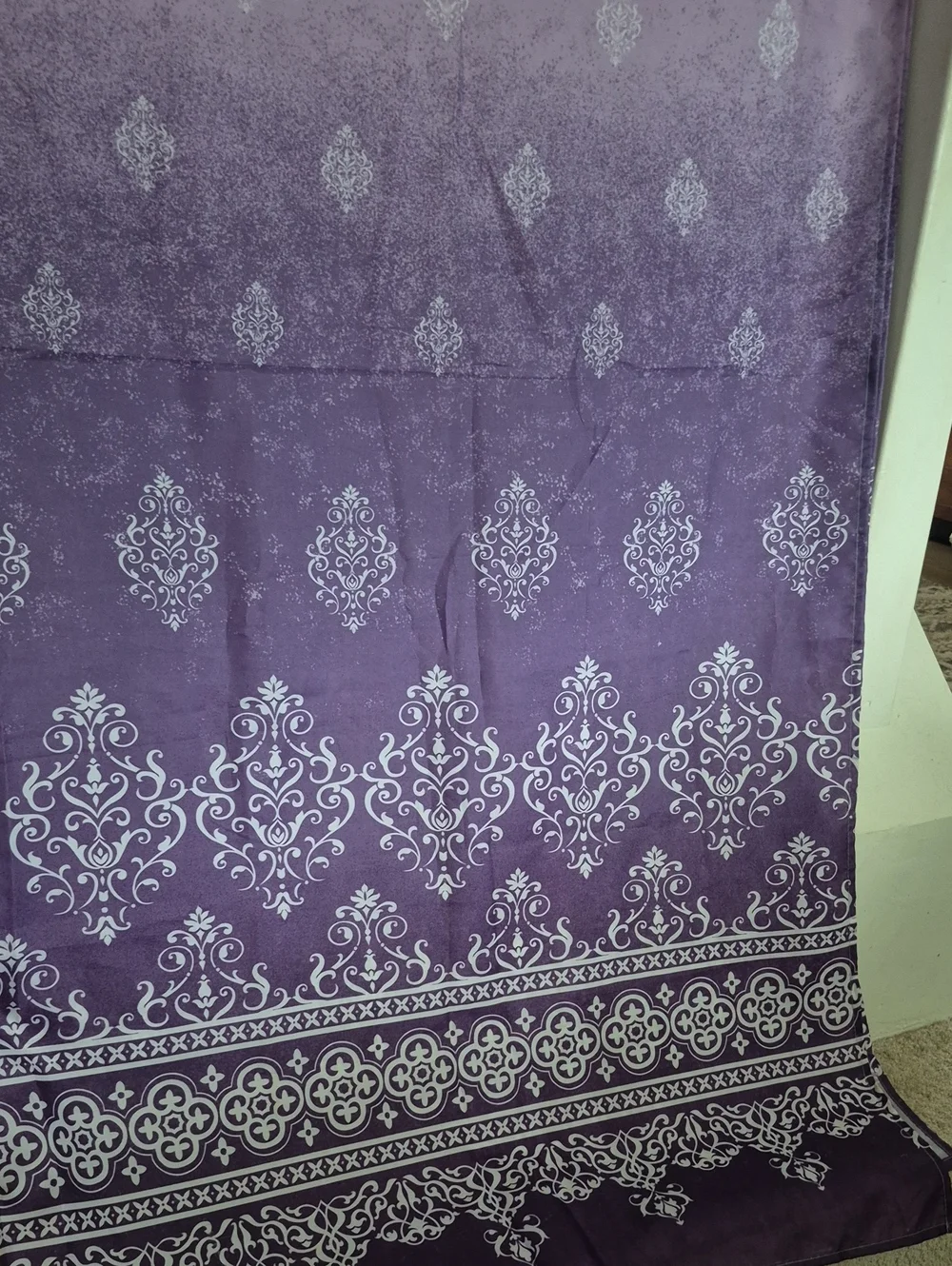 Purple Damask Printed Fabric Shoer Curtain